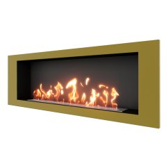 Биокамин встраиваемый SteelHeat LONG 1500 с рамкой цвет латунь