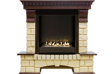 Биокамин в портале Firezo Pierre Luxe Темный дуб Шампань, стандарт