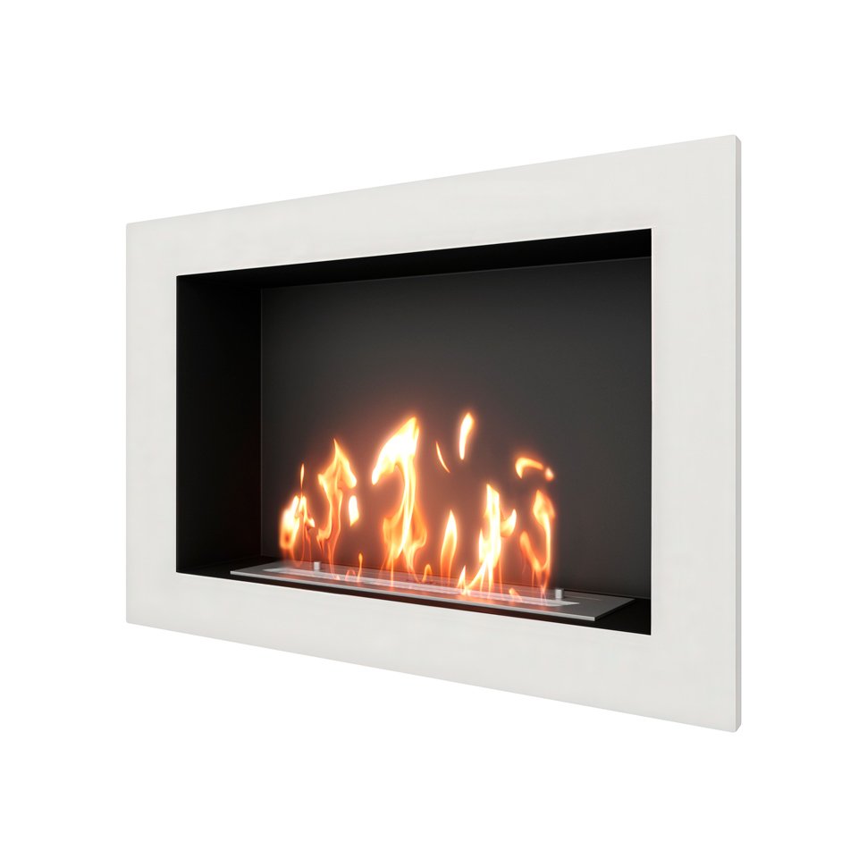 Биокамин встраиваемый SteelHeat ONE 800 с рамкой цвет белый